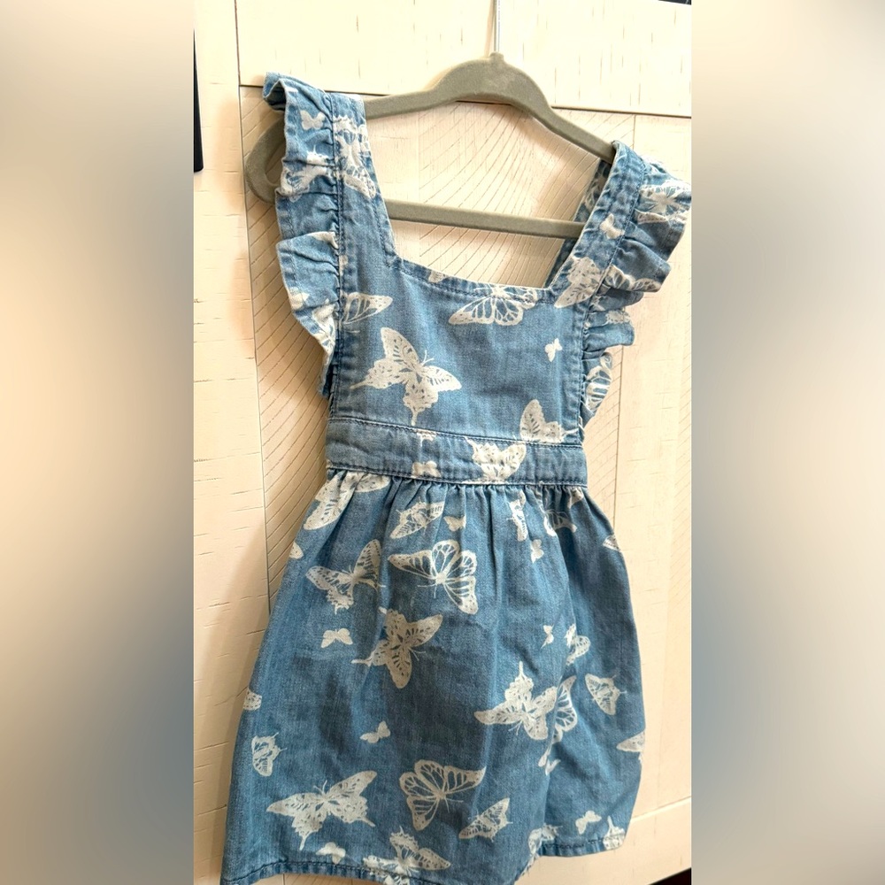 Wrangler Blue Denim Dress with Butterfly Print 24M